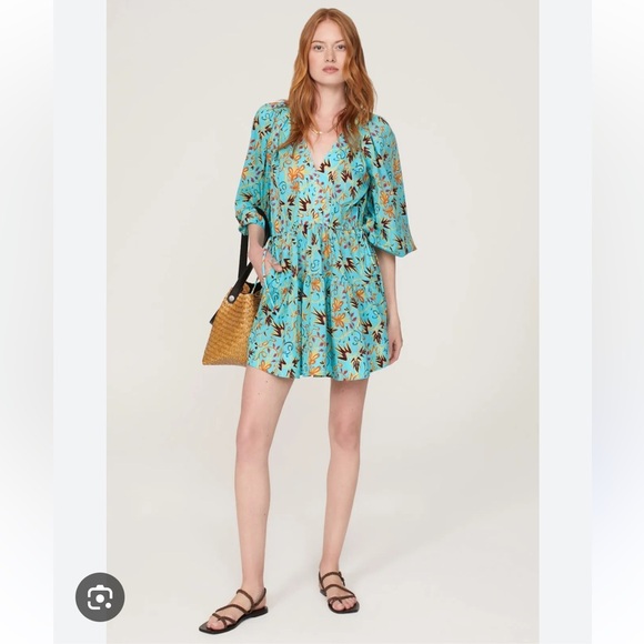 A.L.C Cotton Sally Dress Blue Floral Size 6 - Picture 1 of 12